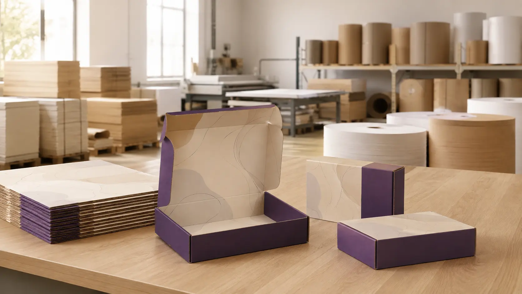 Custom printed boxes being checked during production at The Custom Boxes Hub